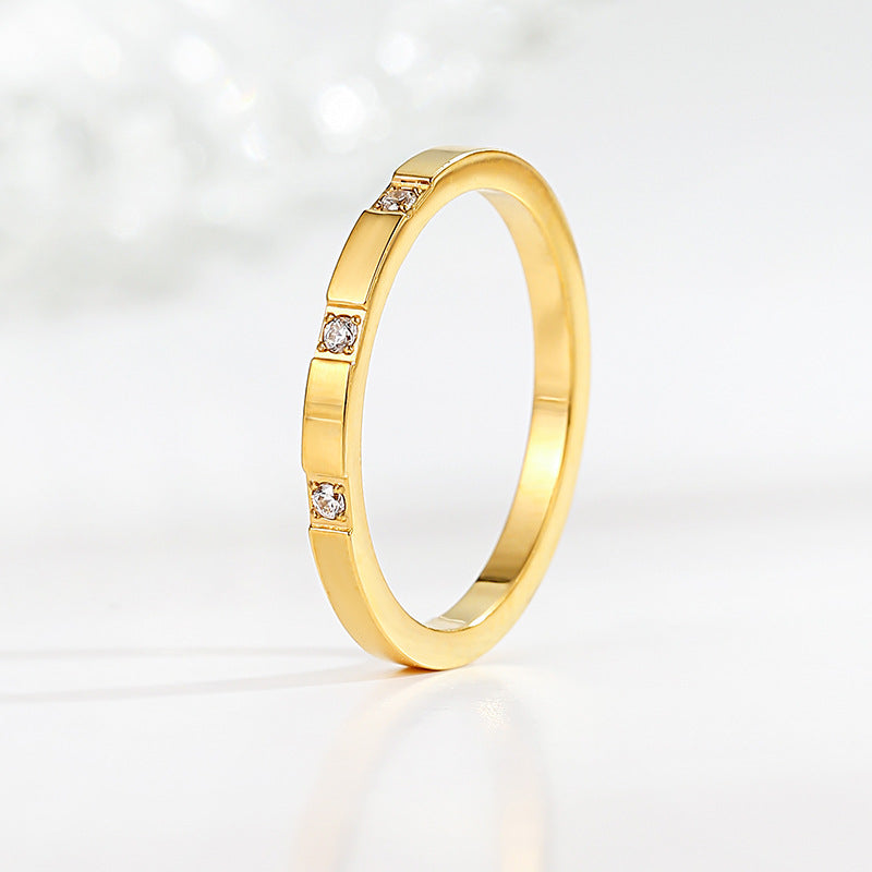 18K gold plated moissanite ring with titanium steel wedding band design for couples