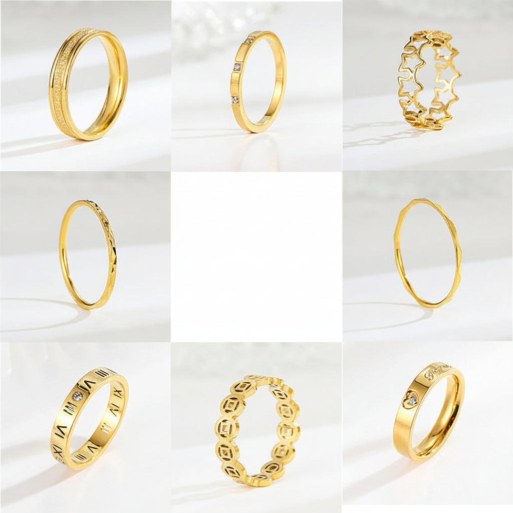 18K gold plated moissanite ring with titanium steel wedding band design for couples