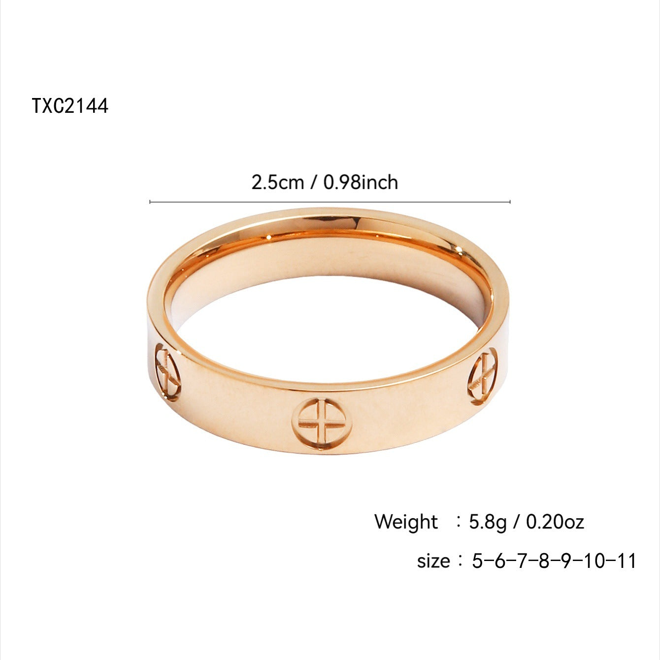 Gold plated clover heart ring set with stackable geometric stainless steel design