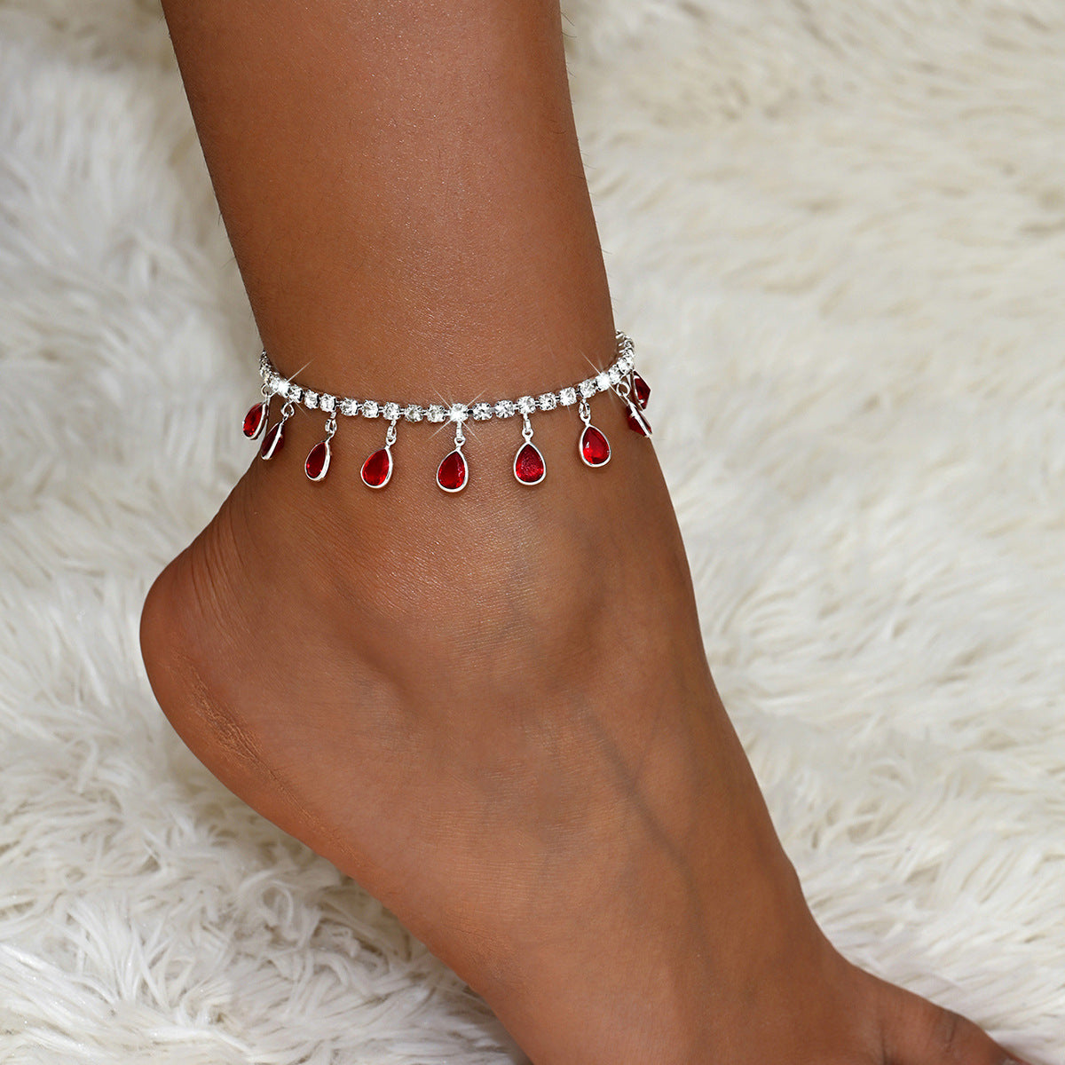 Colorful bohemian anklet with multicolor beads for beach and summer festival styling