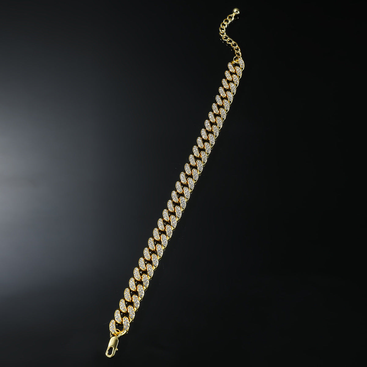 Iced out Cuban chain anklet with rhinestone hip hop design and heavyweight statement style for men