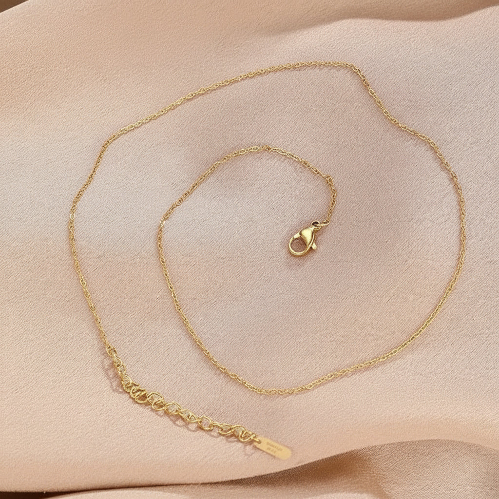 18K gold plated lucky bag necklace with zircon pendant and titanium steel clavicle chain for women