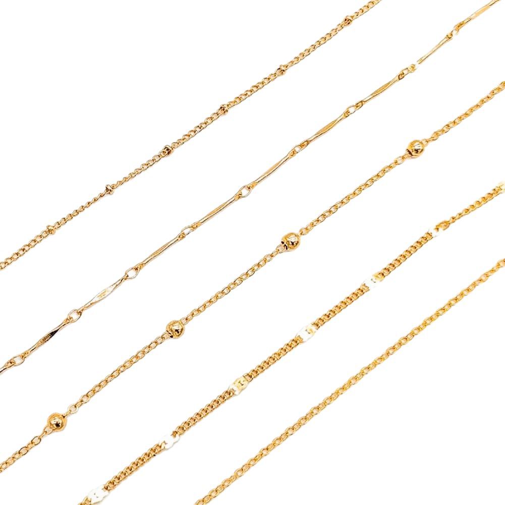 Gold chain anklet set with 5 layered chain styles for beach and minimalist summer fashion
