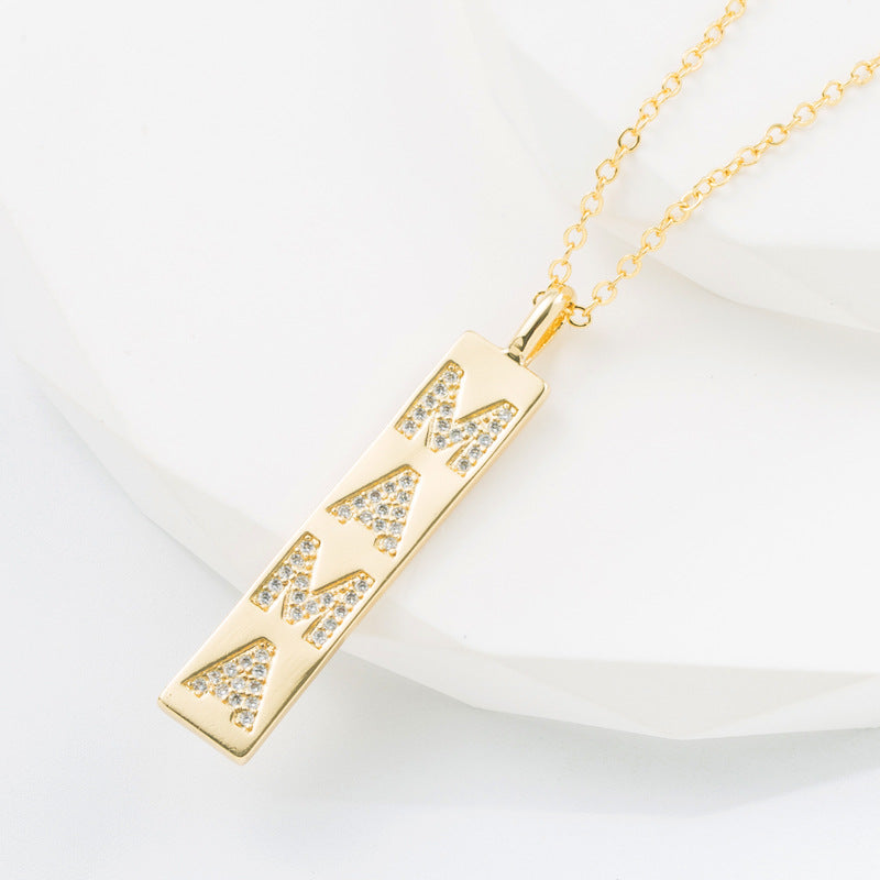 Gold plated initial necklace with zircon letter pendant and adjustable chain for women