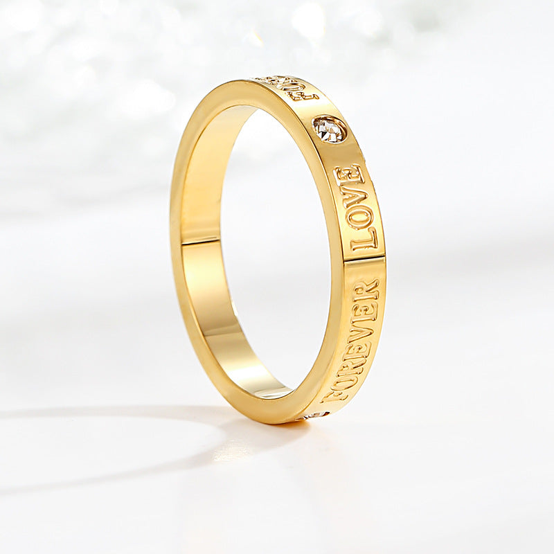 18K gold plated moissanite ring with titanium steel wedding band design for couples
