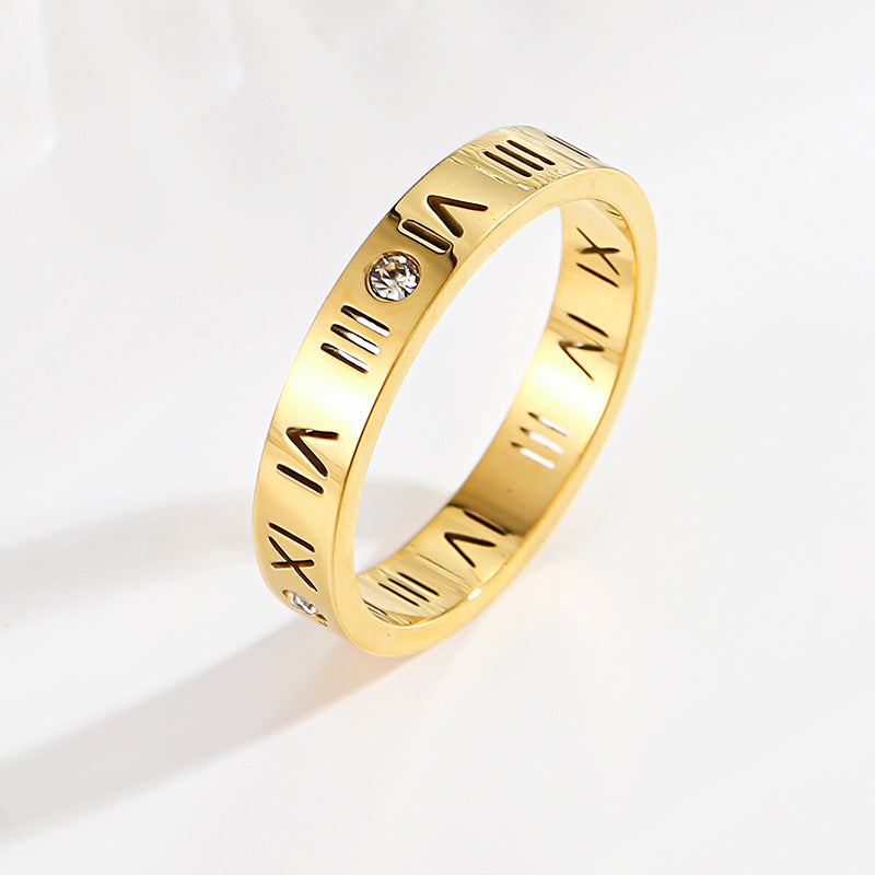 18K gold plated moissanite ring with titanium steel wedding band design for couples