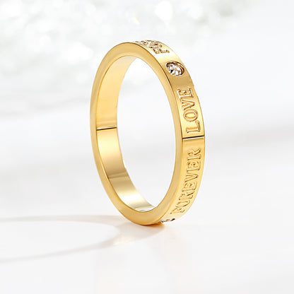 18K gold plated moissanite ring with titanium steel wedding band design for couples