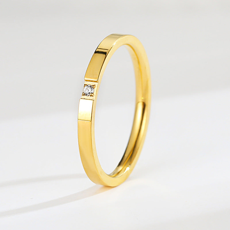 18K gold plated moissanite ring with titanium steel wedding band design for couples
