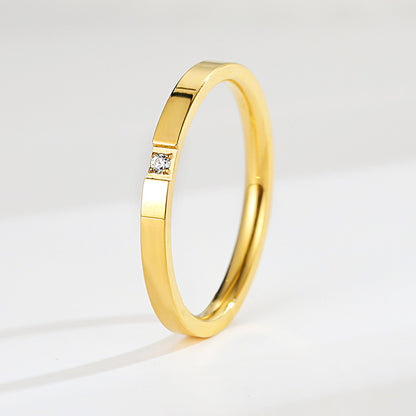 18K gold plated moissanite ring with titanium steel wedding band design for couples