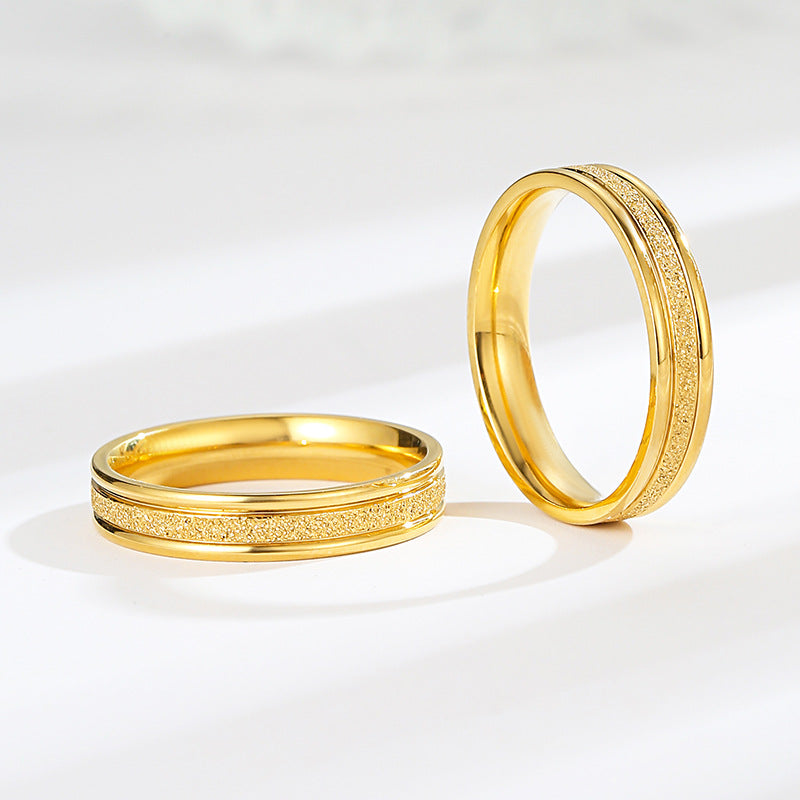 18K gold plated moissanite ring with titanium steel wedding band design for couples