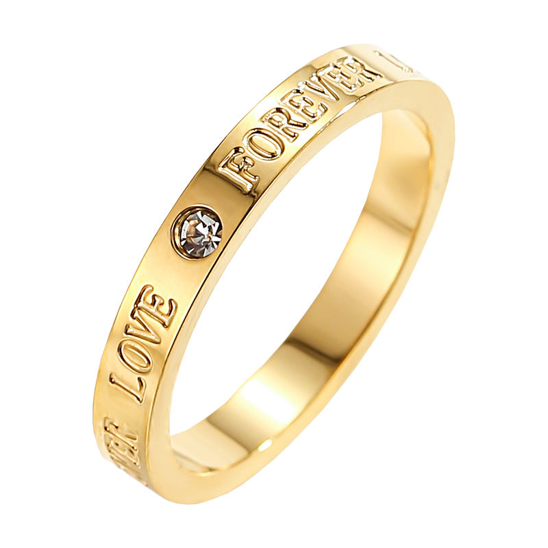 18K gold plated moissanite ring with titanium steel wedding band design for couples
