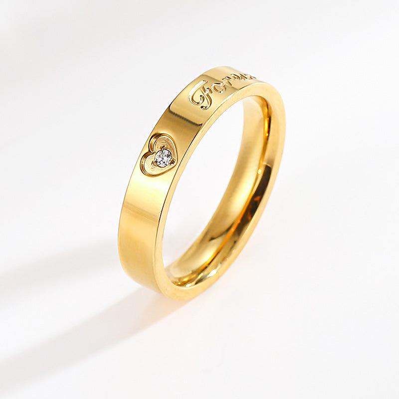 18K gold plated moissanite ring with titanium steel wedding band design for couples