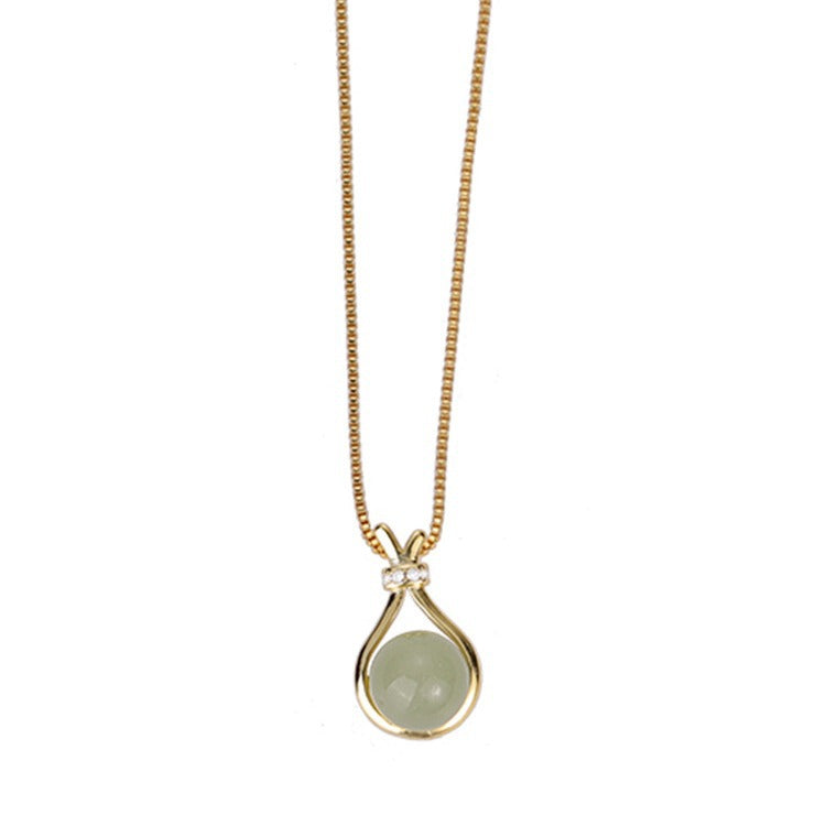 18K gold plated lucky bag necklace with zircon pendant and titanium steel clavicle chain for women