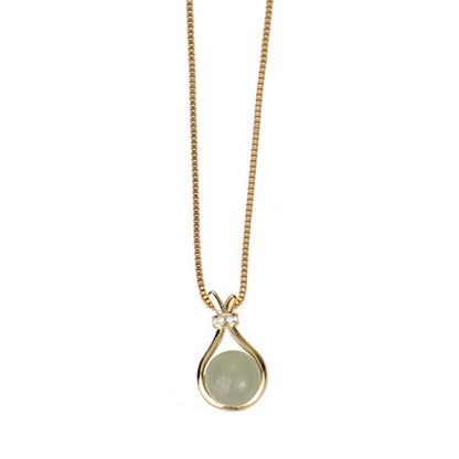18K gold plated lucky bag necklace with zircon pendant and titanium steel clavicle chain for women