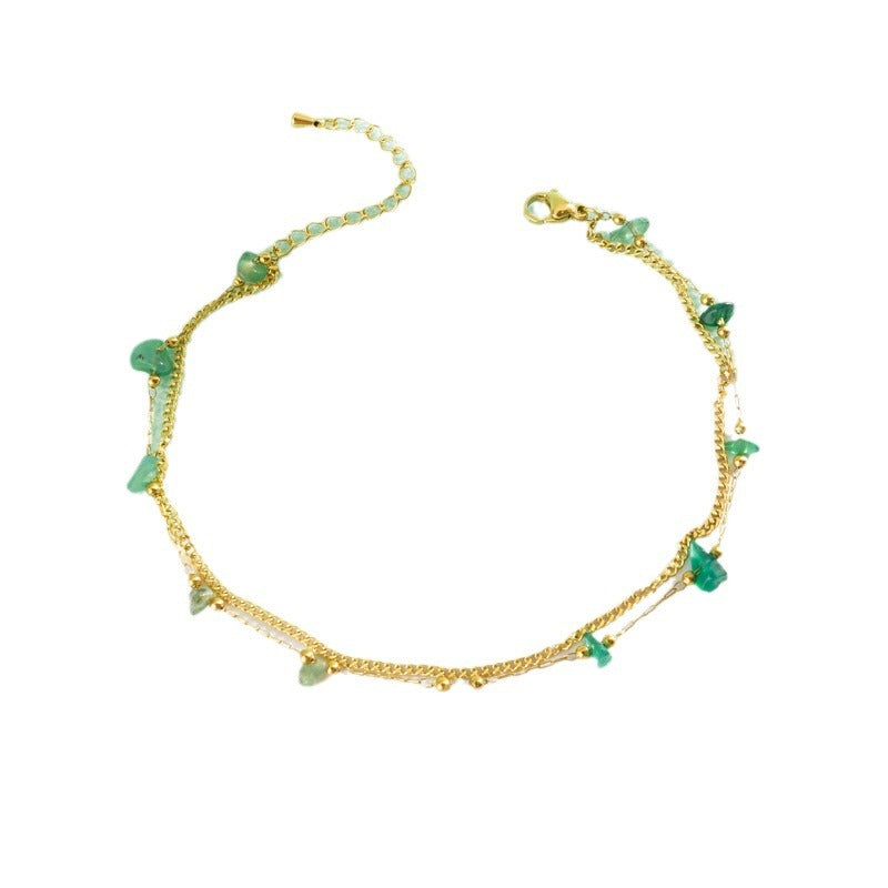 Bohemian natural stone beaded anklet with handmade beach style and adjustable fit