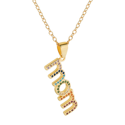 Gold plated initial necklace with zircon letter pendant and adjustable chain for women