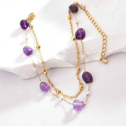 Bohemian natural stone beaded anklet with handmade beach style and adjustable fit