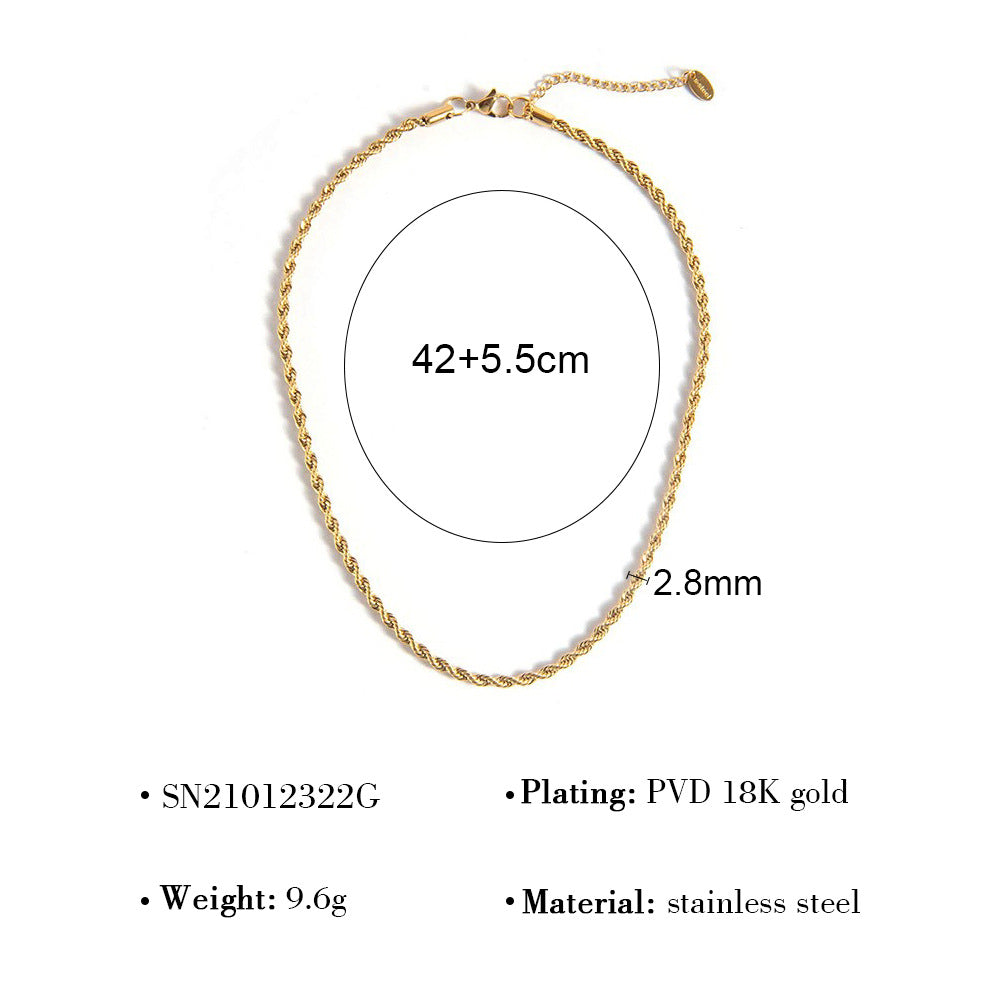 18K gold plated layered necklace with flat snake chain and twist double-layer design