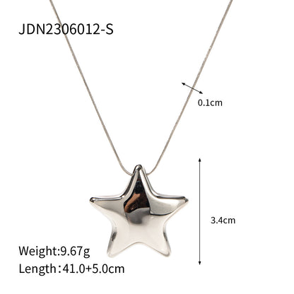 Titanium steel clavicle necklace with geometric pendant and gold-plated minimalist design