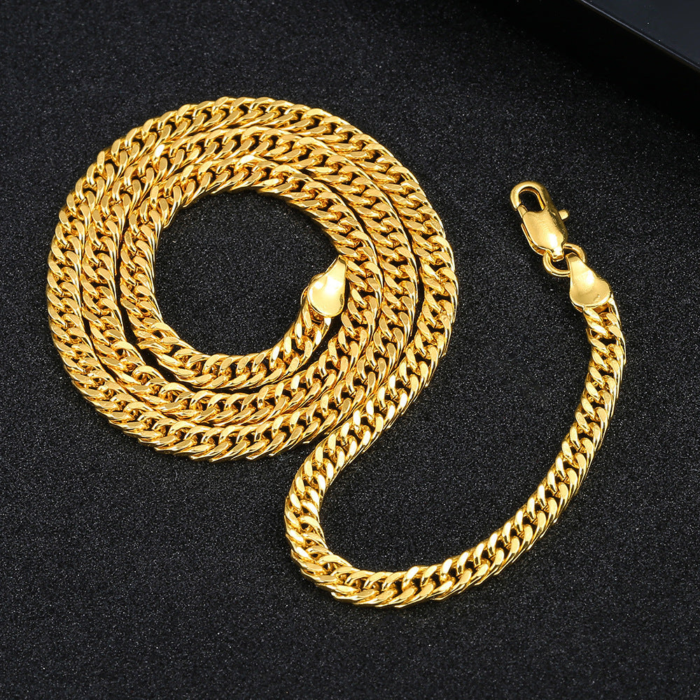 Gold plated water wave chain necklace with mesh texture and bold choker design