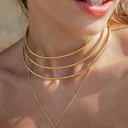Titanium steel clavicle necklace with geometric pendant and gold-plated minimalist design