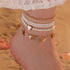 Boho rice bead heart anklet with layered beach style and colorful heart accents