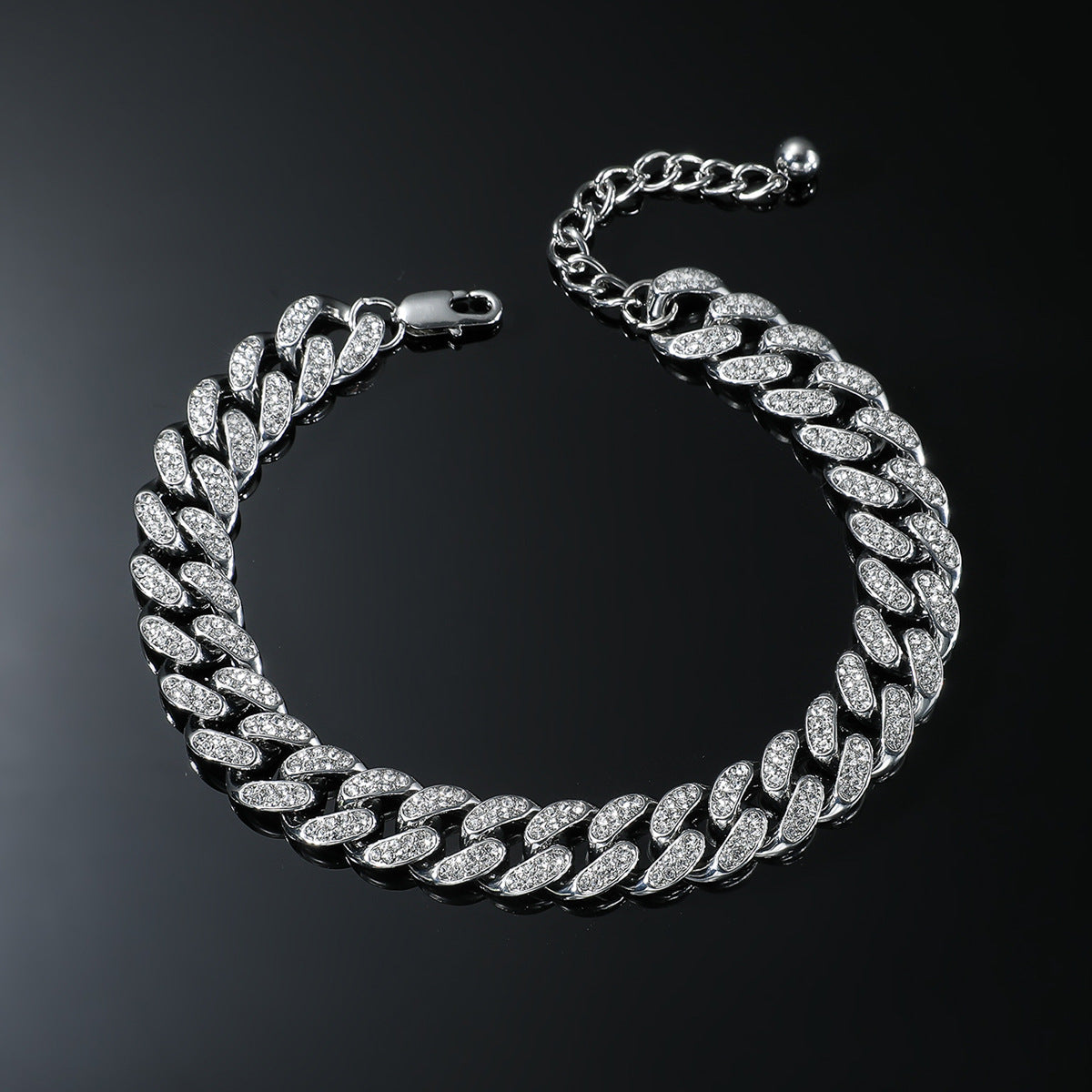 Iced out Cuban chain anklet with rhinestone hip hop design and heavyweight statement style for men