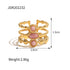 Gold plated gemstone ring with minimalist adjustable band and geometric star detail