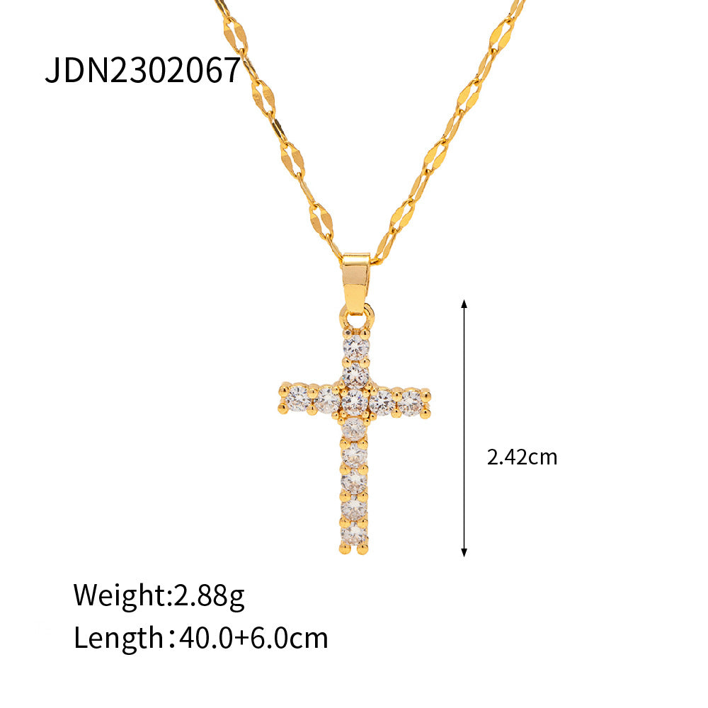 Titanium steel clavicle necklace with geometric pendant and gold-plated minimalist design