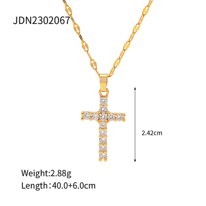 Titanium steel clavicle necklace with geometric pendant and gold-plated minimalist design