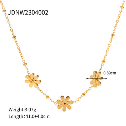 Titanium steel clavicle necklace with geometric pendant and gold-plated minimalist design