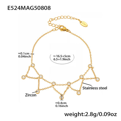 Gold plated zircon bracelet set with starburst chain links and sparkling stone accents