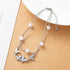 Gold plated butterfly anklet with pearl beads and double-layer chain design for women