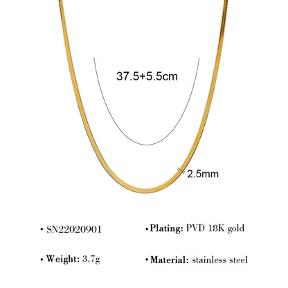 18K gold plated layered necklace with flat snake chain and twist double-layer design