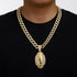 Gold plated football pendant necklace with iced out rhinestone design and hip hop chain style