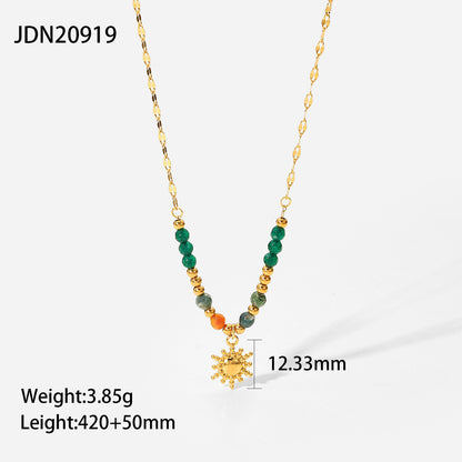 Titanium steel clavicle necklace with geometric pendant and gold-plated minimalist design