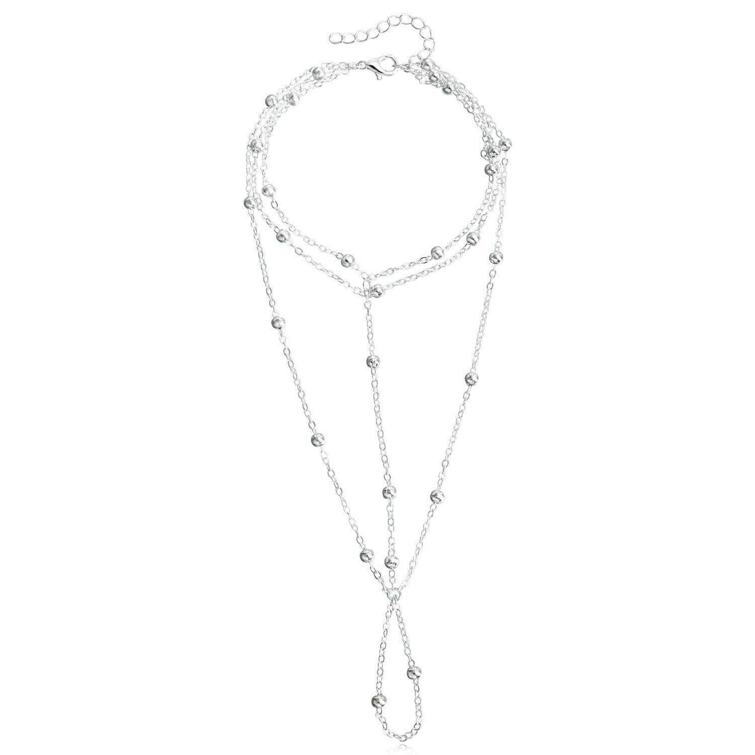 Multi layer tassel anklet with retro chain design and flowing tassel details for women