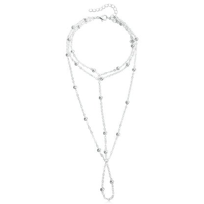 Multi layer tassel anklet with retro chain design and flowing tassel details for women