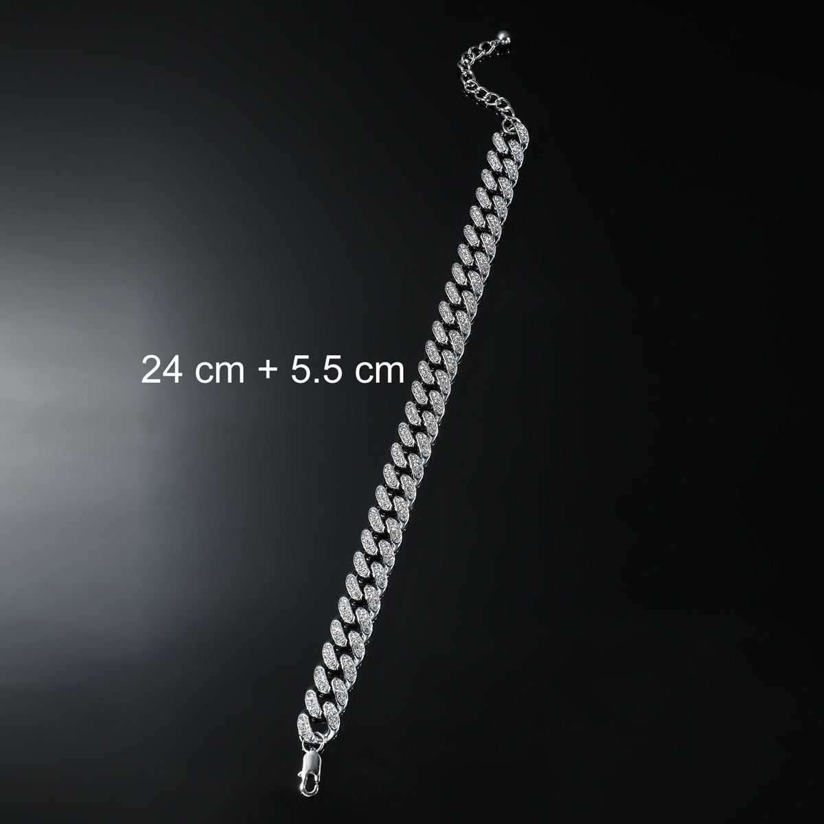 Iced out Cuban chain anklet with rhinestone hip hop design and heavyweight statement style for men