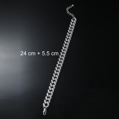 Iced out Cuban chain anklet with rhinestone hip hop design and heavyweight statement style for men