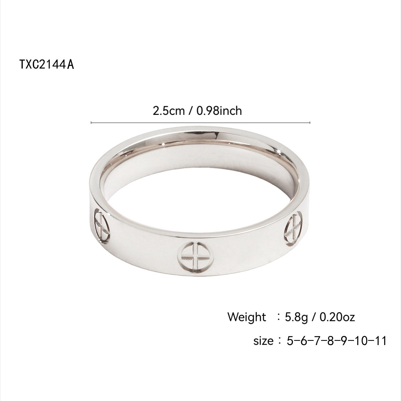 Gold plated clover heart ring set with stackable geometric stainless steel design