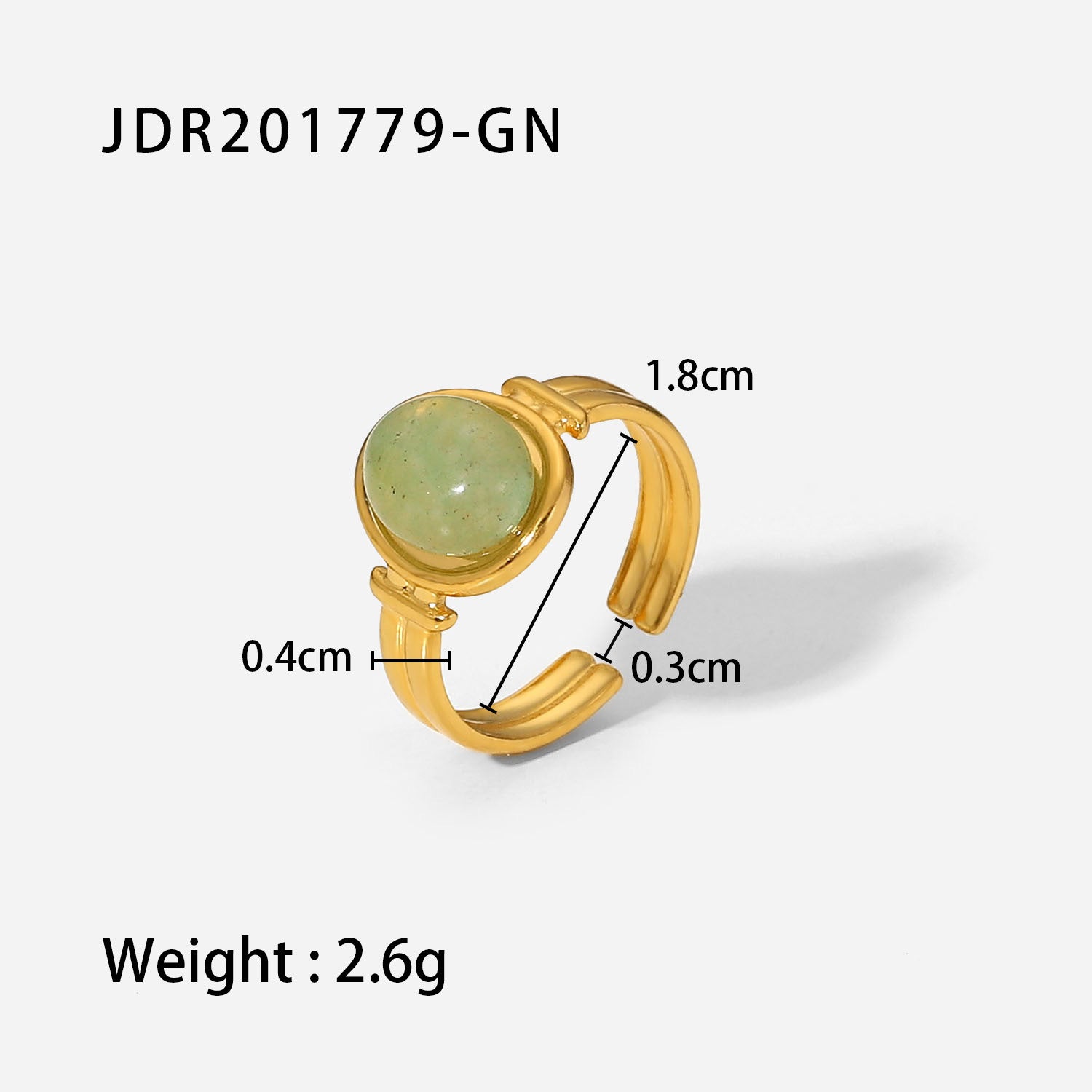 Gold plated gemstone ring with minimalist adjustable band and geometric star detail