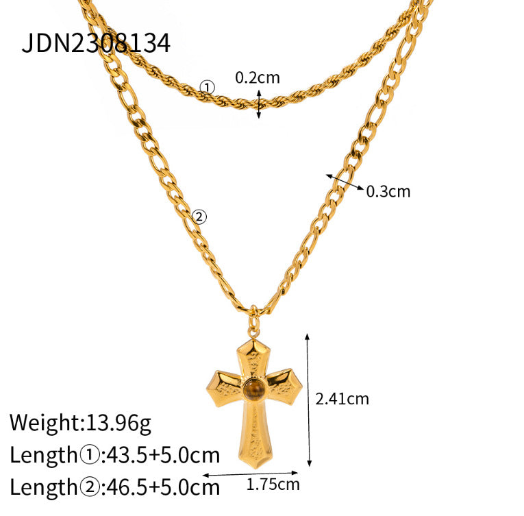 Titanium steel clavicle necklace with geometric pendant and gold-plated minimalist design