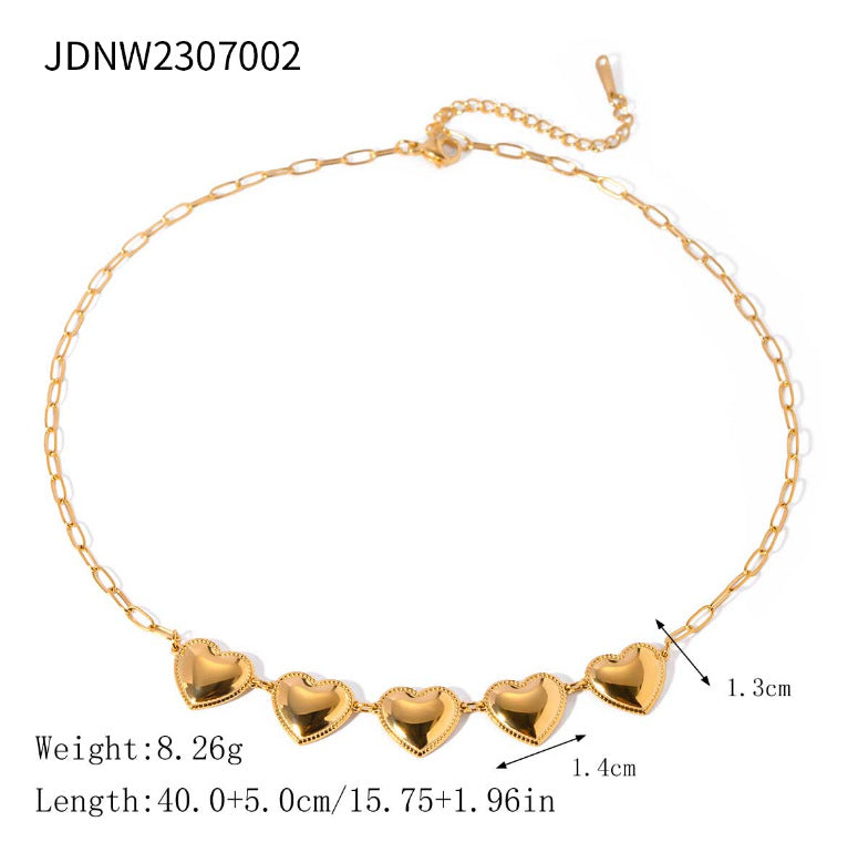 Titanium steel clavicle necklace with geometric pendant and gold-plated minimalist design