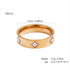 Gold plated clover heart ring set with stackable geometric stainless steel design