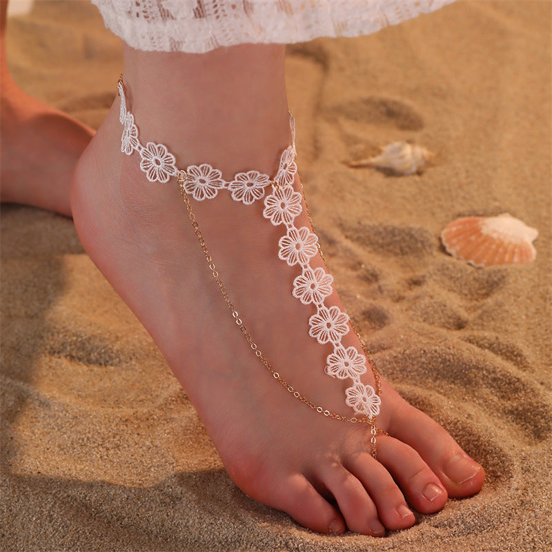 Boho rice bead heart anklet with layered beach style and colorful heart accents