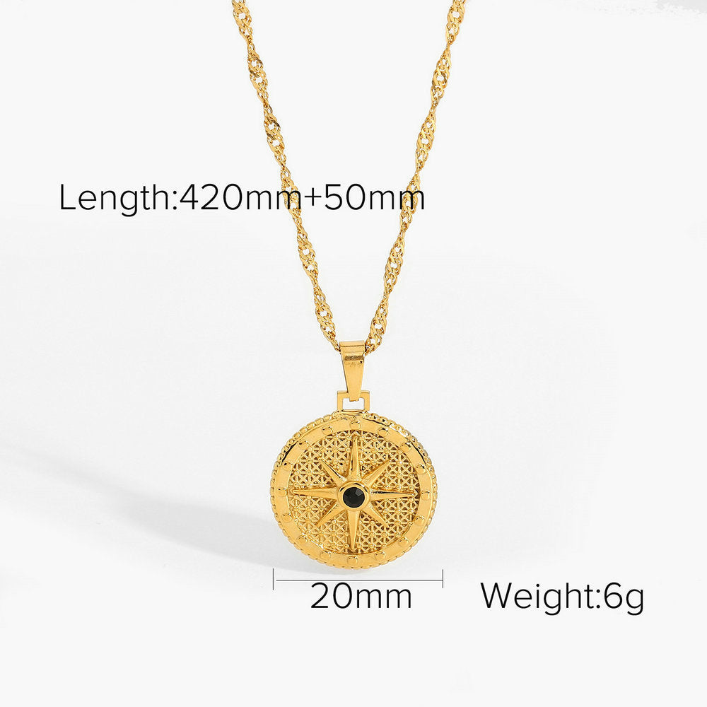 Titanium steel clavicle necklace with geometric pendant and gold-plated minimalist design