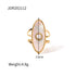 Gold plated gemstone ring with minimalist adjustable band and geometric star detail