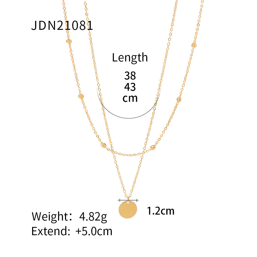 Titanium steel clavicle necklace with geometric pendant and gold-plated minimalist design