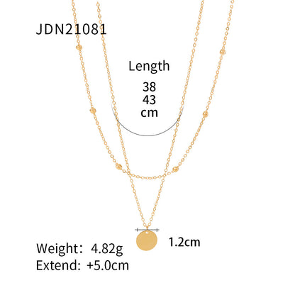 Titanium steel clavicle necklace with geometric pendant and gold-plated minimalist design